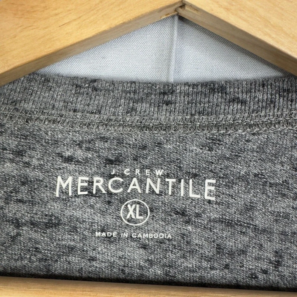 Mercantile J.Crew‎ Men's Y-Neck Pullover Tee Shirt Gray Henley XL 100% cotton